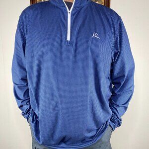 Rhoback Long Sleeve Shirt Top Men's XL 1/4 Zip Blue Houndstooth Casual Korea